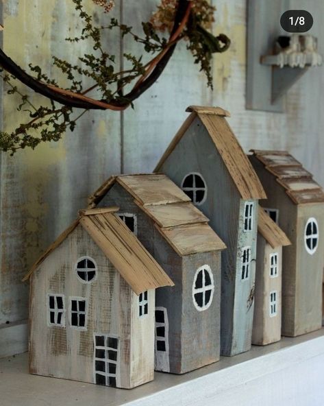 Awesome Inspiration! Wood... - Re-Scape Inspired Recycling | Facebook Tre Kunst, Scrap Wood Crafts, Small Wooden House, Wood Houses, Wood Block Crafts, Wooden Houses, Scrap Wood Projects, Driftwood Crafts, Christmas Wood Crafts