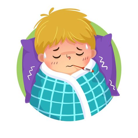 Cartoon boy having cold and fever with a... | Premium Vector #Freepik #vector #medical #cartoon #doctor #kids Cartoon Goldfish, Fruit Costumes, Cartoon Dolphin, Baby Medicine, Cartoon Building, Duck And Ducklings, Kids Feelings, Sick Boy, Children Hospital