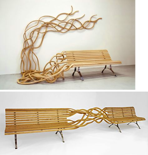 Spaghetti Bench par le designer Pablo Reinoso Organic Furniture Design, Chair Installation, Biomorphic Design, Bio Design, Vegetable Design, Organic Furniture, Art Appliqué, 3d Printing Projects, Bench Designs