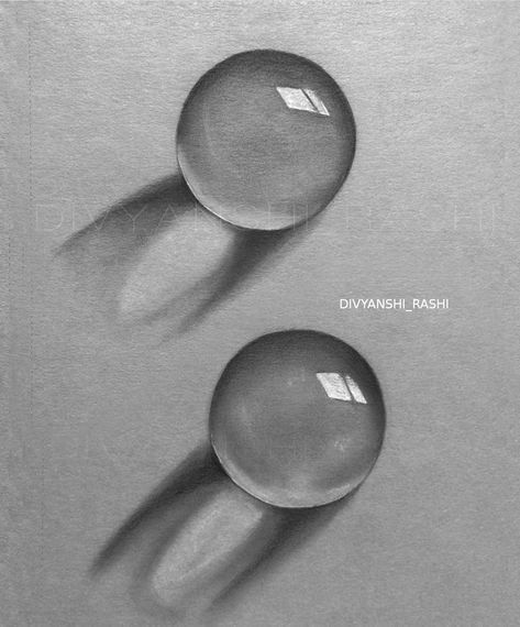 Realistic 3D crystal ball drawing tutorial Grey Tone Paper Drawings, Shading Exercises Pencil, Realistic Shading Drawing, Grey Paper Sketch, 3d Ball Drawing, Drawings On Grey Paper, Grey Toned Paper Art, Drawing On Grey Toned Paper, Grey Toned Paper Drawings