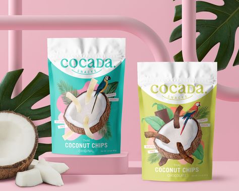 Pouch Packaging Design, Coconut Snacks, Snacks Packaging, Chip Packaging, Packaging Snack, Snack Brands, Milk Packaging, Retail Space Design, Honey Packaging