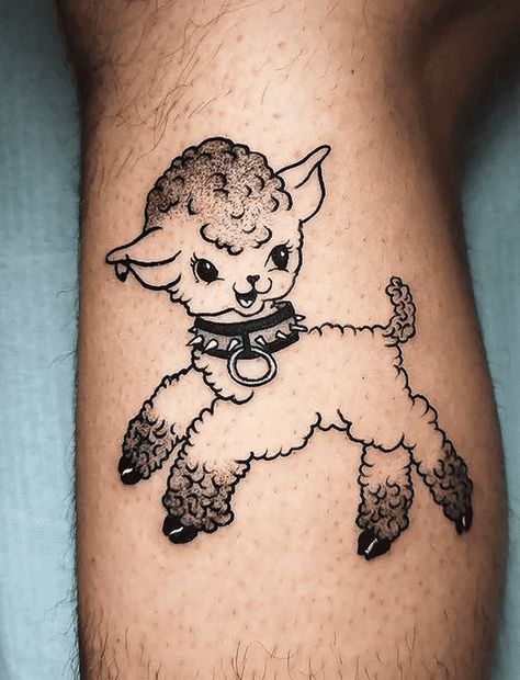 Creepy Sheep Art, Cartoon Sheep Tattoo, Black Sheep Tattoo Design, Two Headed Sheep Tattoo, Black Sheep Tattoo Traditional, Black Lamb Tattoo, Sheep Tattoo Cute, Lamb Head Tattoo, Black Sheep Tattoos