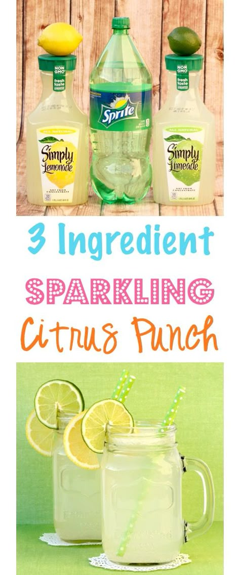 Sparkling Citrus Punch Recipe! {Just 3 Ingredients} - The Frugal Girls Citrus Punch Recipe, Taco Bar Party, Citrus Punch, Cocktail Pink, Lemonade Punch, Easy Punch, Punch Drinks, Frugal Girls, Malibu Rum