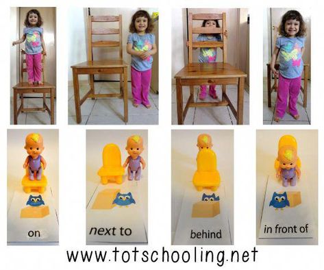 Yoga Tips And Strategies For yoga toddlers poses Teaching Prepositions, Preposition Activities, Game For Toddlers, Montessori Language, Toddler School, Baby Learning Activities, Physical Education Games, Preschool Literacy, Daycare Ideas