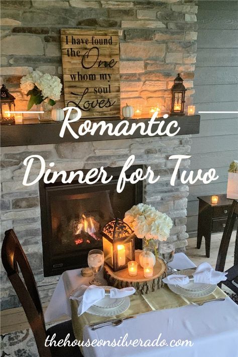 A romantic table for two is easy to pull together using candles, lanterns and flowers. Set up a card table with a pretty white table cloth in an unexpected place, such as in front of the fireplace, or outside. This is the perfect way to celebrate an anniversary, Valentine's Day, or any special occasion. How To Set A Romantic Table For Two, Romantic Dinner Decoration For Two Date Nights Table Settings, Dinner For Two Table Setting Romantic, Simple Candle Light Dinner At Home, Romantic Dinner At Home Decorations Table Settings Date Nights, Romantic Dinner Table Setting For Two At Home, Anniversary Dinner At Home Decoration, Anniversary Table Decorations At Home, Romantic Dinner For Two Candlelight