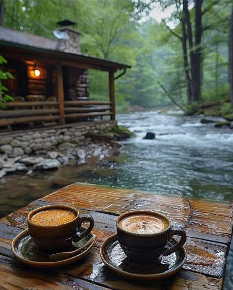 Cups Of Coffee, Coffee Photography, Good Morning Coffee, Cabin Life, The Cabin, Coffee Cozy, Alam Yang Indah, Back To Nature, Cabins In The Woods