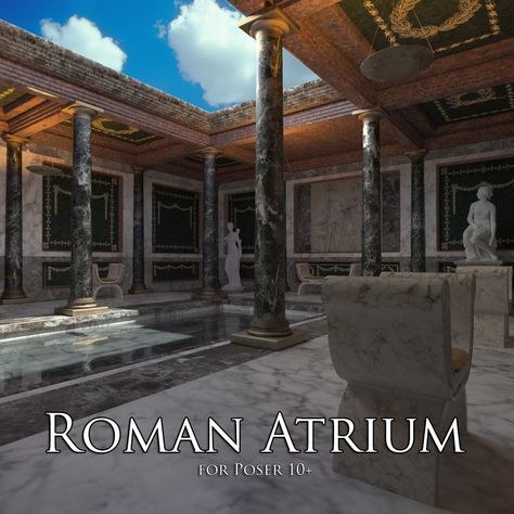 AJ Roman Atrium Roman Atrium, Sculpture Museum, Render Image, 3d Props, Painting Gallery, Ancient Egyptian, Ancient Egypt, Egypt, Pergola