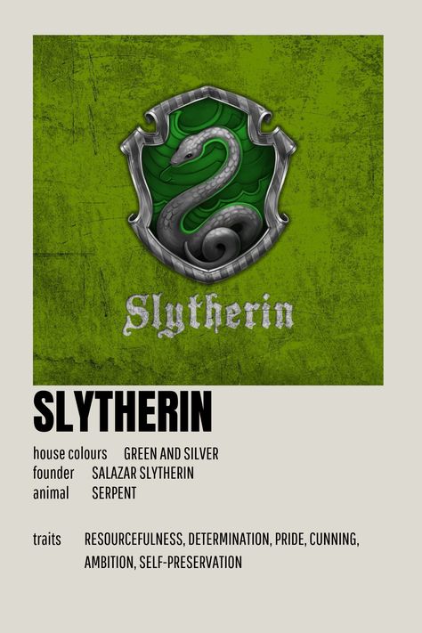 Slytherin Poster Vintage, Slytherin Aesthetic Poster, Hogwarts Houses Slytherin, Harry Potter Poster Vintage, Slytherin Poster, Simplistic Posters, Hogwarts Poster, Posters Harry Potter, House Hufflepuff