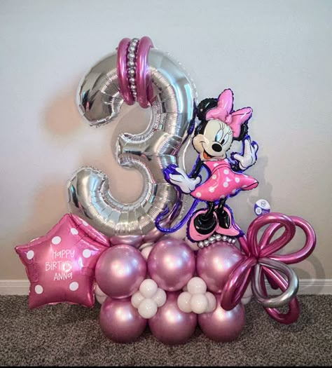 Minnie Mouse Birthday Balloons, Mini Mouse Balloon Decoration, Minnie Mouse Centerpieces Balloons, Minie Mouse Party, Minnie Mouse Pink Balloons, Minnie Mouse Ballon Arrangement, Minnie Mouse Balloons, Balloon Bouquet Diy, Disney Balloons