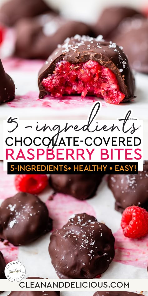 Raspberry Bites, Raspberry Desserts, Healthy Sweet Snacks, Chocolate Bites, Raspberry Recipes, Healthy Sweet Treats, Healthier Desserts, Fresh Raspberries, Healthy Sweets Recipes