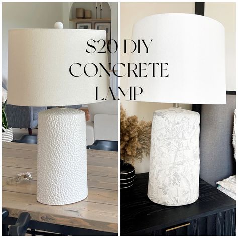 Easy $20 lamp glow up even a beginner can do! // diy concrete lamp // diy cement decor // diy lamp // home decor dupe // pottery barn lamp // studio mcgee concrete lamp Diy Concrete Lamp, Pottery Barn Lamp, Pottery Barn Lamps, Cement Decor, Diy Cement, Lamp Diy, Concrete Lamp, Diy Concrete, Mom Diy