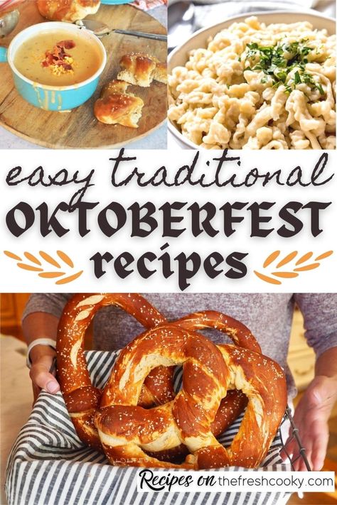 Find your favorite Oktoberfest recipe in this round-up of traditional and authentic German recipes, along with a few non-traditional foods. Guaranteed to all be delicious! Via @thefreshcooky German Party Food, Oktoberfest Dinner, German Cuisine Recipes, Octoberfest Recipes, German Recipes Dinner, Beef Stew With Beer, Slow Cook Beef Stew, Oktoberfest Recipes, Best German Food