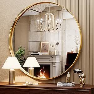 Circle Vanity Mirror, Circle Vanity, Gold Round Mirror, Round Bathroom Mirror, Round Gold Mirror, Round Bathroom, Bathroom Mirror Frame, Mirror Metal, Mirror Wall Bathroom