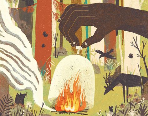 Wenjia Tang on Behance Fire Drawing, Awareness Poster, Editorial Art, Visual Metaphor, Object Drawing, Cover Illustration, Cartoon Wallpaper Hd, Forest Illustration, Fire Art