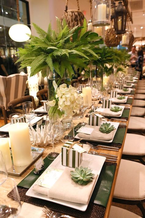 Lunch Table Settings, Green Wedding Centerpieces, Filipiniana Wedding Theme, Greenery Wedding Centerpieces, Dinner Centerpieces, Dinner Party Table Settings, Samantha Wedding, Corporate Events Decoration, Green Centerpieces