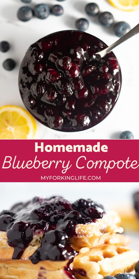 Blueberry Compote Recipe Easy, Blueberry Compote For Cheesecake, Blueberry Compote Pancakes, Berry Compote For Pancakes, Blueberry Topping For Pancakes, Canned Blueberry Recipes, Blueberry Compote Easy, Blueberry Sauce For Pancakes, Fruit Compote Recipe