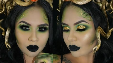 Medusa Halloween Zombie Makeup, Medusa Halloween Costume, Medusa Makeup, Halloween Makeup Tutorials, Make Up Diy, Fantasy Make-up, Medusa Costume, Halloween Makeup Scary, Halloween Makeup Tutorial