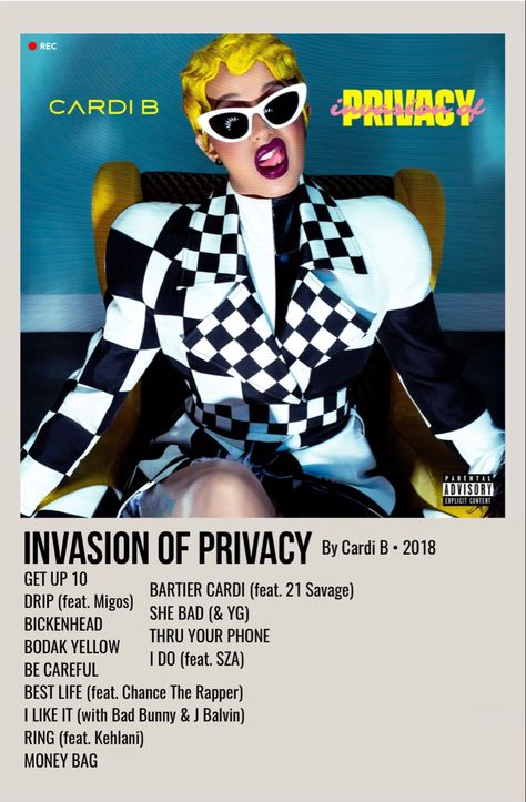 minimal polaroid album poster for invasion of privacy by cardi b Cardi B Album Cover, Cardi B Album, Cardi B Music, Invasion Of Privacy, Bodak Yellow, Rap Album Covers, Minimalist Music, Music Poster Ideas, Film Posters Minimalist