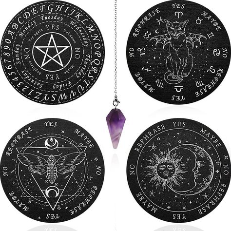 Pack of 5 Witch Altar Pendulum Crystal Board, Divination Board, Wooden Witch Altar Pentacle, Zodiac Sign Wheel Signs, Round Shape Wood, for Witchcraft, Wall Art, Religious : Amazon.de: Home & Kitchen Divination Board, Pendulum Board Aesthetic, Pendulum Board Printable Free, Pendulum Board Printable, Pendulum Board Design, Pendulum Divination, Dowsing Chart, Pendulum Dowsing Board, Lucky Sign