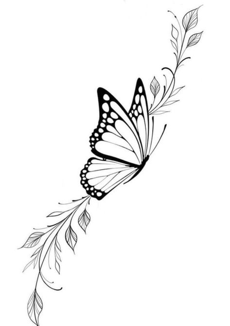 Butterfly And Morning Glory Tattoo, Side Butterfly Tattoo, Butterfly Tattoo Sketch, Butterfly Drawing Outline, Borboleta Tattoo, Butterfly Tattoo Stencil, Unique Butterfly Tattoos, Butterfly Sketch, Armband Tattoo Design