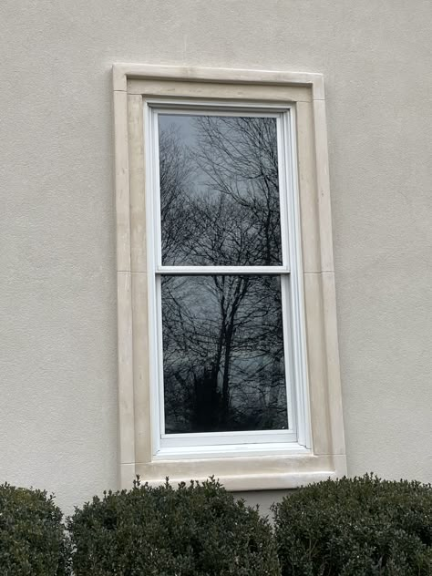 External Window Trim, Window Surround Exterior, Conservatory Transformation, Exterior Window Frame, Exterior Window Molding, Window Moldings, Window Trim Styles, Plaster House, Wooden Window Design