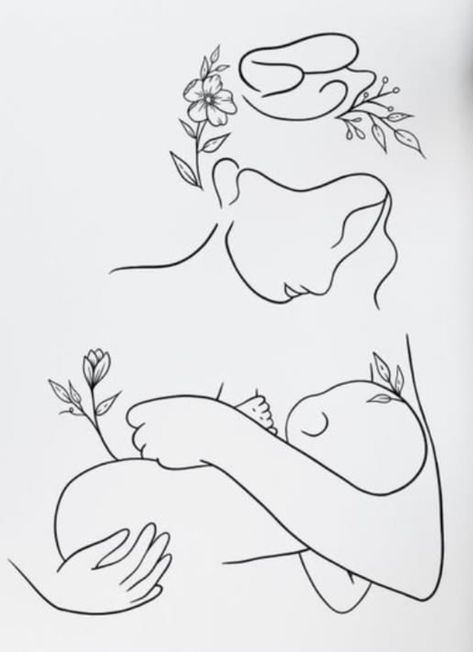 Motherhood Drawing, Breastfeeding Tattoo, Motherhood Tattoos, Breastfeeding Art, Baby Tattoo Designs, Mom Tattoo Designs, Mommy Tattoos, Hand Embroidery Patterns Free, Mother Tattoos