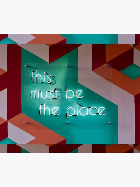 This Must Be The Place Mural, This Must Be The Place, Spa Vibes, Office Mural, Dream Dining Room, Neon Sign Wall, Minimalist Living Room Design, Apartment Goals, Bryn Mawr