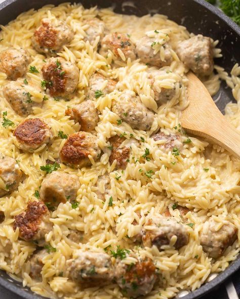 How to Create Healthy Eating Habits for Life One Pan Chicken Meatballs With Orzo, Six Sisters Recipes Dinners, Turkey Meatball Casserole, Chicken Meatballs With Orzo, Ground Chicken Recipes For Dinner, Turkey Orzo, Pasta Orzo, Orzo Dishes, Pan Pasta