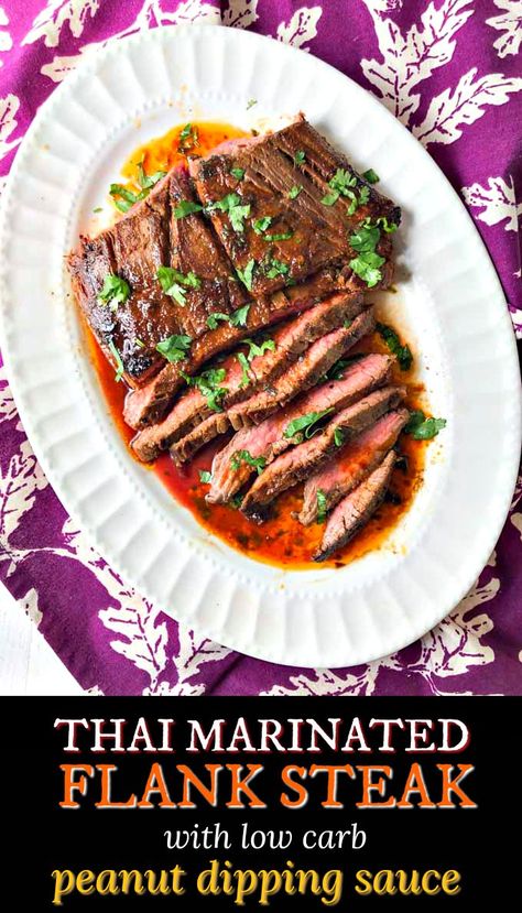 Blue Cheese Dipping Sauce, Easy Low Carb Dinner, Best Sauce Recipe, Peanut Dipping Sauce, Tofu Steak, Thai Beef Salad, Marinated Flank Steak, Peanut Dipping Sauces, Dipping Sauces Recipes