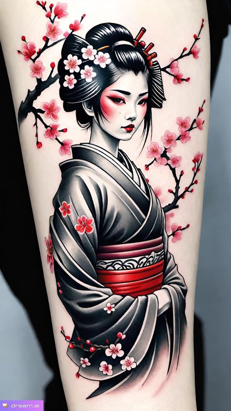 Geisha Art Tattoo, Japan Girl Tattoo, Geisha Tattoo Sleeve, Japanese Tattoo Koi, Japanese Girl Tattoo, Tato Geisha, Geisha Design, Geisha Tattoo Design, Bohemian Tattoo