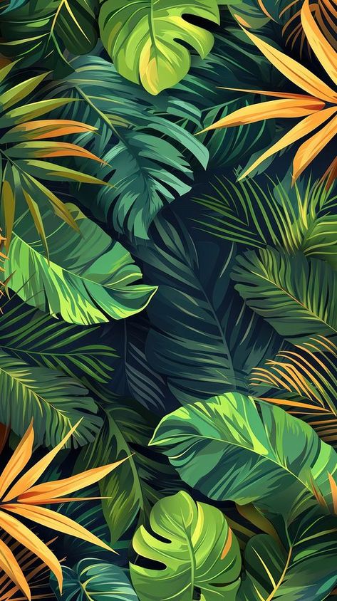 Jungle Wallpaper Tropical Prints, Leaf Iphone Wallpaper, Leaf Phone Wallpaper, Leaves Graphic Design, Safari Background, Tropical Leaf Wallpaper, Tropical Palette, Jungle Artwork, 3d Leaves