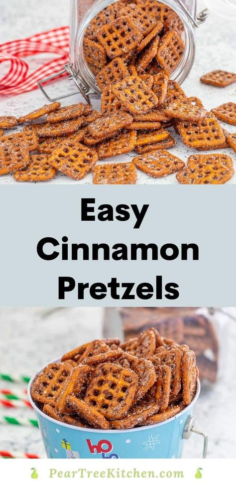 Sweet Pretzels Recipe, No Bake Seasoned Pretzels, Pretzel Snacks For Kids, Cinnamon Pretzels Easy, Cinnamon Pretzels Recipe, Cinnamon And Sugar Pretzels, Sweet And Salty Pretzels, Homemade Seasoned Pretzels, Flavored Pretzel Recipes Snacks