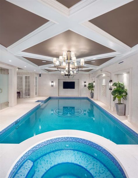 12,000 Sq. Ft. First Shaughnessy Mansion Hits the Market for $38.9-Million (PHOTOS) - Pricey Pads Mansion Indoor Pool, Blue Swimming Pool, Exotic Vacation Destinations, Piscina Interior, Luxury Swimming Pools, Hot Tubs Saunas, Getting Fit, Luxury Pools, Mediterranean Design