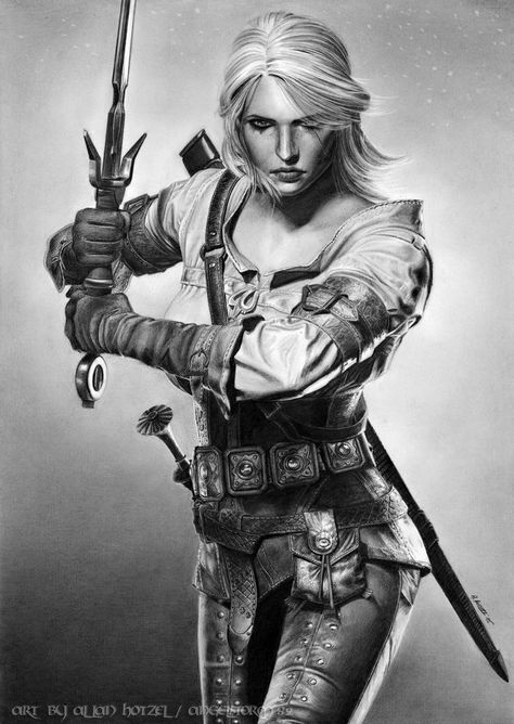 Witcher Tattoo, Ciri Witcher, Knight Tattoo, Painting Study, Female Artwork, The Witcher Books, Witcher Art, Witch Tattoo, Female Armor