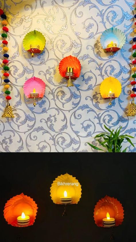 Diwali Wall Decor, Diwali Decoration Items, Diy Crafts Love, Diy Diwali Decorations, Ganpati Decoration Design, Flower Decorations Diy, Diwali Craft, Diwali Diy, Wedding Crafts Diy