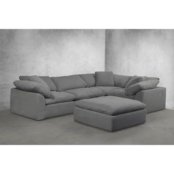 Sofas Ideas Living Room, Sectional Sofa Slipcovers, Trendy Sofas, Sofa Design Ideas, Grey Sectional Sofa, Lounge Couch, Feather Pillow, Sectional With Ottoman, Family Room Furniture