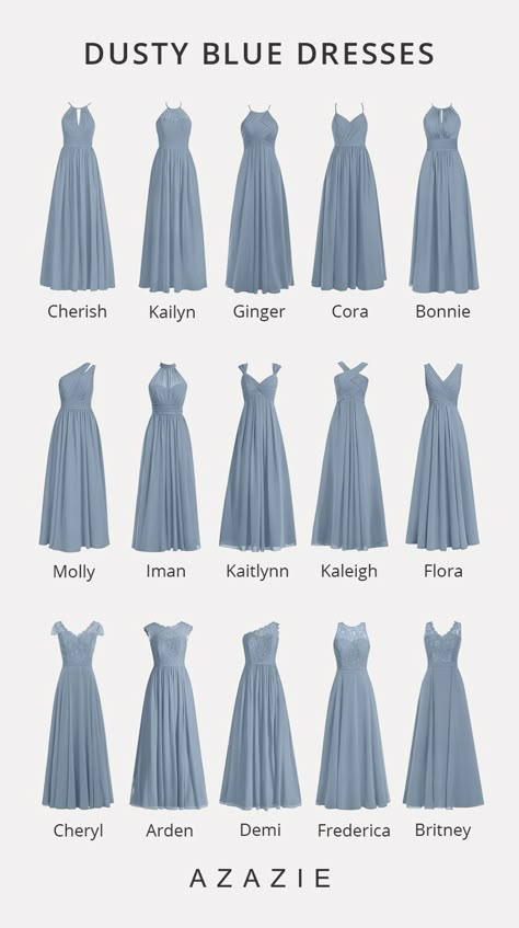 Dusty Blue Bridesmaid, Projek Menjahit, Dusty Blue Bridesmaid Dresses, Blue Bridesmaid Dress, Fashion Vocabulary, Dusty Blue Weddings, Hawaiian Wedding, Dress Dusty, Blue Bridesmaid Dresses