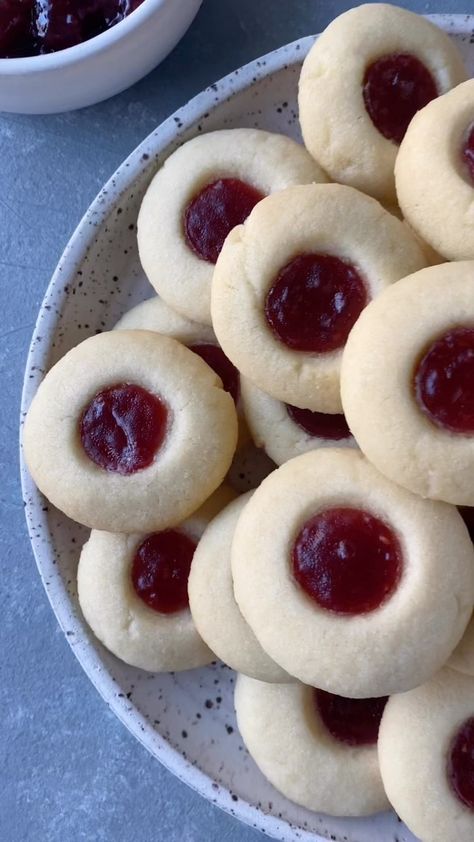 every saturday in december we’re going to be sharing our favorite Christmas cookie recipes. they’re not healthy, but they’re delicious!… | Instagram Jam Cookies Thumbprint, Christmas Cookies Easy Kids, Cookie With Jam, Thumbprint Cookie Recipes, Jam Cookies Recipe, Cookies Recipes Easy, Thumbprint Cookies Easy, Cookie Jam, Cookies With Jam