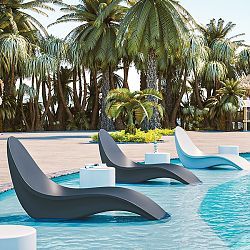 Pool Loungers In Water, Pool Chairs In Water, Fiberglass Furniture, Pool Relaxing, Outdoor Pool Furniture, Chaise Lounge Outdoor, Pool Lounge Chair, Pool Seating, Pool Patio Furniture