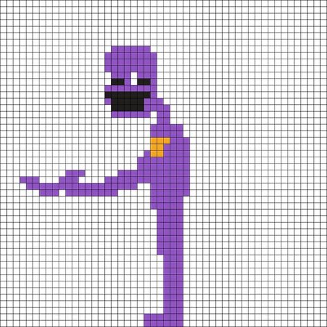 Purple Guy Pixel, Fnaf Crafts, Graph Crochet, Easy Pixel Art, Pixel Art Templates, Perler Art, Pixel Drawing, Pixel Crochet, Pix Art