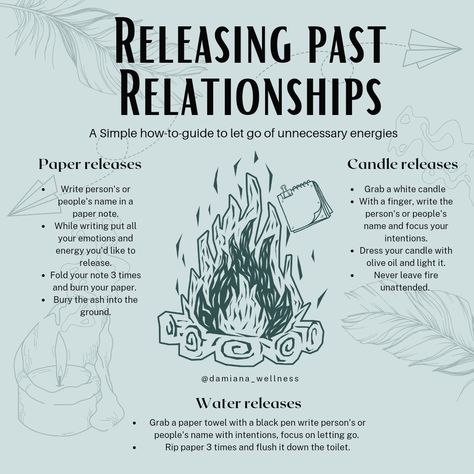A beginner-friendly witchy pin on how to let go of unnecessary energies.

You are seeking to reclaim your power. One of the essential steps is realizing how much of your power you have given up to the hurt of the past and your fears of the future. Releasing The Past Spell, Spell To Release The Past, Spell To Release Someone, Reclaim Your Power Spell, Spell For Letting Go Of The Past, Ritual For Letting Go, How To Release Someone From Your Life, Release The Past Spell, Reclaim My Power