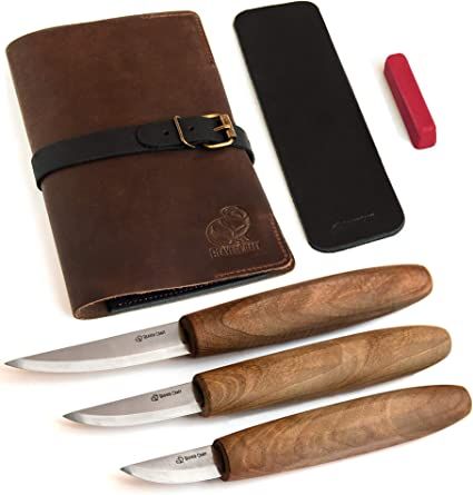 Amazon.com: BeaverCraft Deluxe Wood Carving Tools Kit S19x - Wood Carving Knife Whittling Kit Wood Carving Whittling Knife Set with Leather Strop and Polishing Compound in Leather Tools Roll Bag : Arts, Crafts & Sewing Leather Roll Bag, Best Wood Carving Tools, Tool Roll Bag, Leather Tool Pouches, Wood Carving Knife, Wood Carving Set, Leather Tool Roll, Carving Knife Set, Whittling Knife