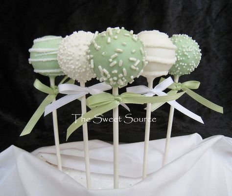 Green And White Cake, Cake Pops Wedding, Green Quinceanera Theme, Sage Green Baby Shower, Frog Cake, Green Wedding Cake, Wedding Cake Pops, Baby Shower Cake Pops, Baby Shower Treats