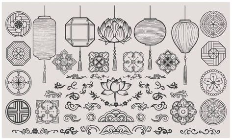 Chinese Culture Design, Korean Lantern, Korean Pattern, Lantern Drawing, New Year's Drawings, Korean New Year, Chinese Lantern Festival, Korean Illustration, Chinese New Year Background