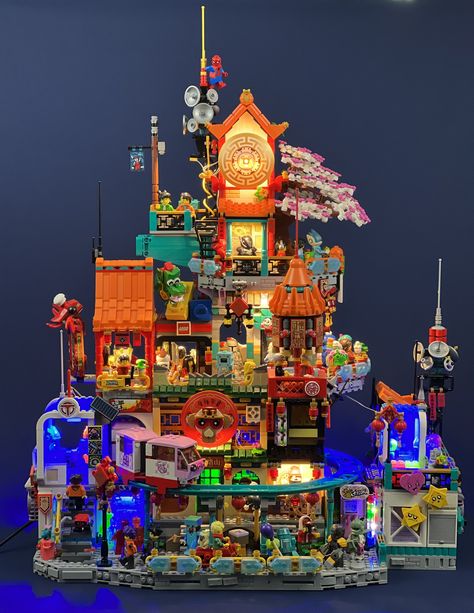 https://flic.kr/p/2p7b1CK | Sentai City | This build was a big mixture of Ninjago, Monkey Kid, Video, and lots of other Sci-Fi goodness with a huge dose of inspiration from Stefan Formentano's New Hashima!

Definitely a different thing for me but it was extremely fun to make!

Hope you guys like it!
~Bro Steven Cyberpunk Asian, Lego Ninjago City, Ninjago City, Lego Designs, Big Lego, Lego Buildings, City Ideas, Lego Modular, Minecraft Room