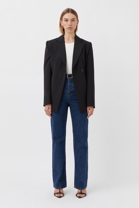 Caroline Ford, Soft Tailoring, Camilla And Marc, Tailored Blazer, Ribbed Neckline, Font Styles, Black Blazer, Clothes Collection, Black Blazers