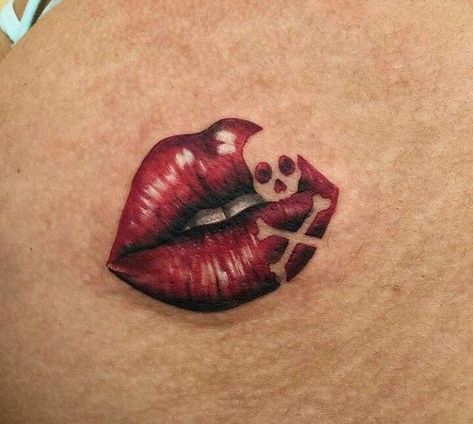 Lip Tattoo On Neck Meaning: Digging The Hidden Secrets Kiss Lip Tattoos, Red Lips Tattoo, Lip Print Tattoos, Best Neck Tattoos, Kiss Tattoos, Lip Print, Tatuaje A Color, Lip Tattoos, Dior Addict