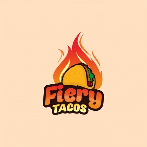 Fiery tacos logo Premium Vector | Premium Vector #Freepik #vector #logo #food #design #logo-design Taco Logo Design, Fnb Logo, Street Food Logo, Taco Logo, Fast Food Logos, Clever Logo Design, Food Logo Design Inspiration, Restaurant Business Cards, Hand Drawn Logo Design