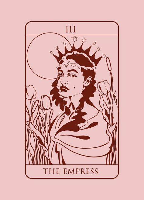 Empress Tarot Card Art, The Empress Tarot Art, The Empress Tarot Card Art, The Empress Tarot Tattoo, Tarot Tattoo Ideas, Tarot Card The Empress, Tarot Illustration, Empress Tarot Card, Tarot Card Tattoo