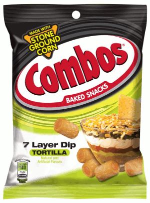 Combos Baked Snacks 7 Layer Dip Tortilla is made with real Cheddar cheese, sour cream, Combos Snacks, 7 Layer Dip Recipe, Baked Snacks, Tortilla Bake, Layered Dip Recipes, 7 Layer Dip, American Snacks, Seven Layer Dip, Layer Dip